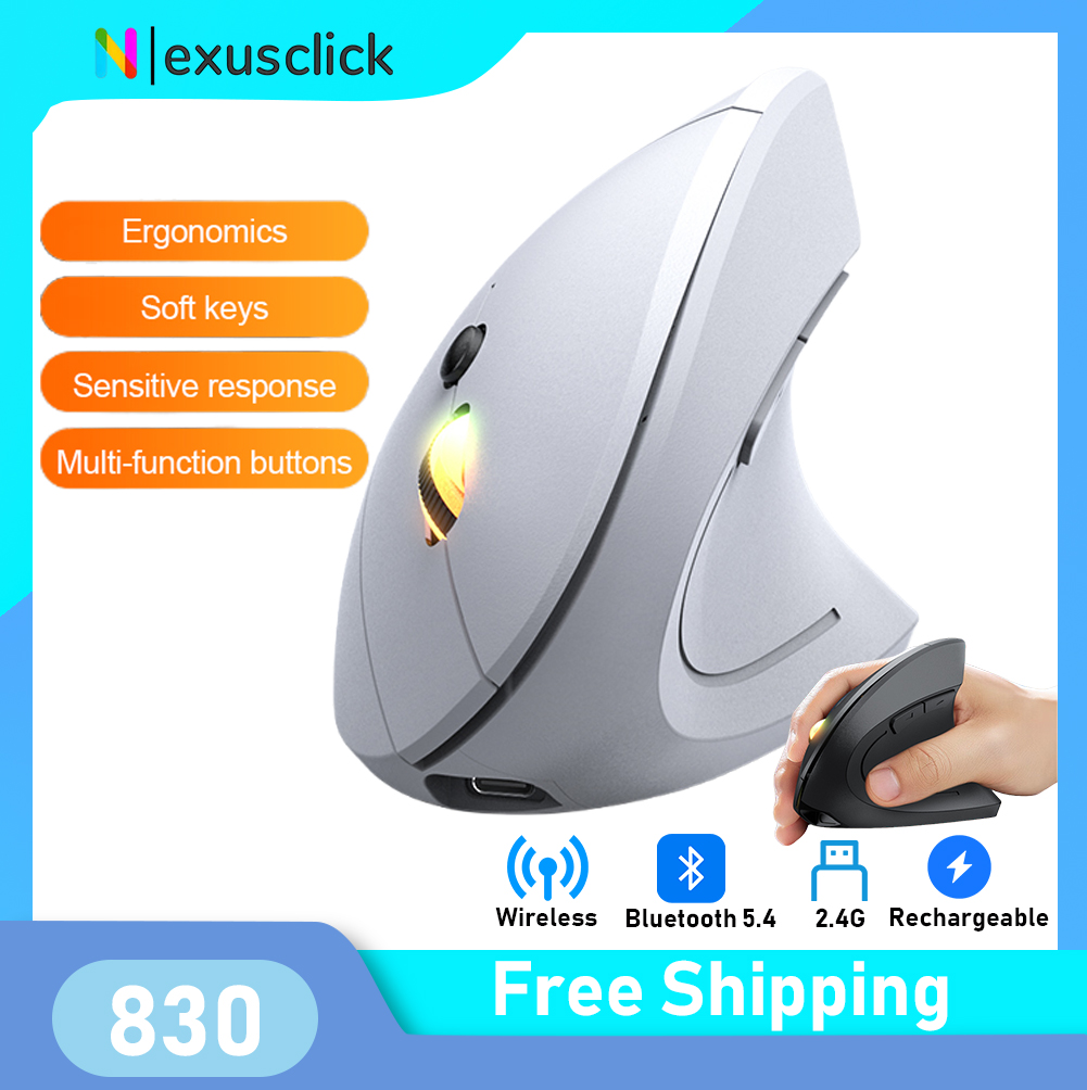 Ergonomic Mouse Vertical - 2.4GHz Bluetooth Wireless Mouse Rechargeable Vertical