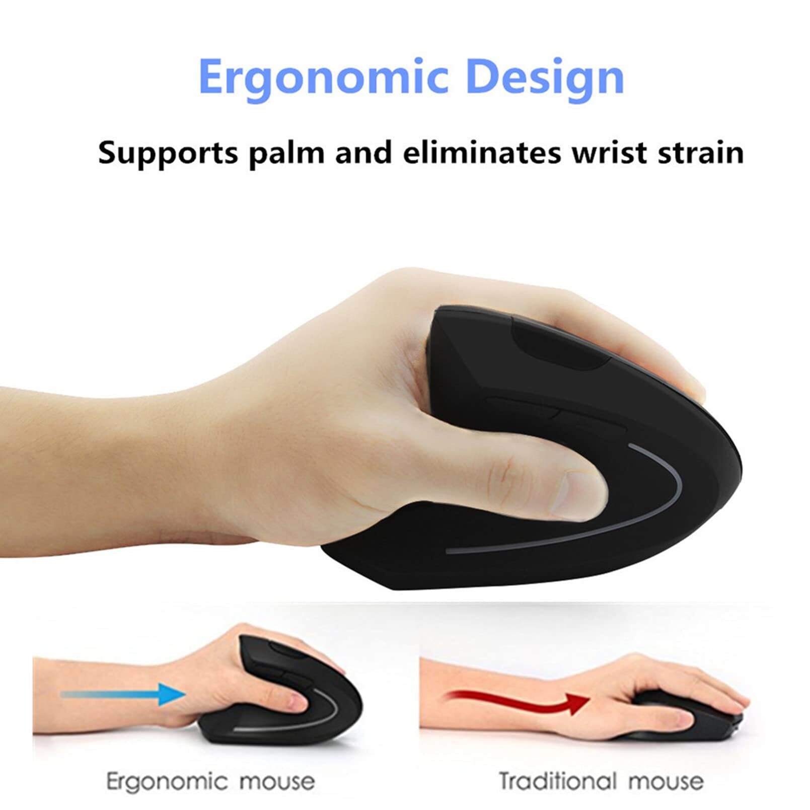 Ergonomic Mouse Vertical - Left Hand Wired Wireless Vertical Mouse