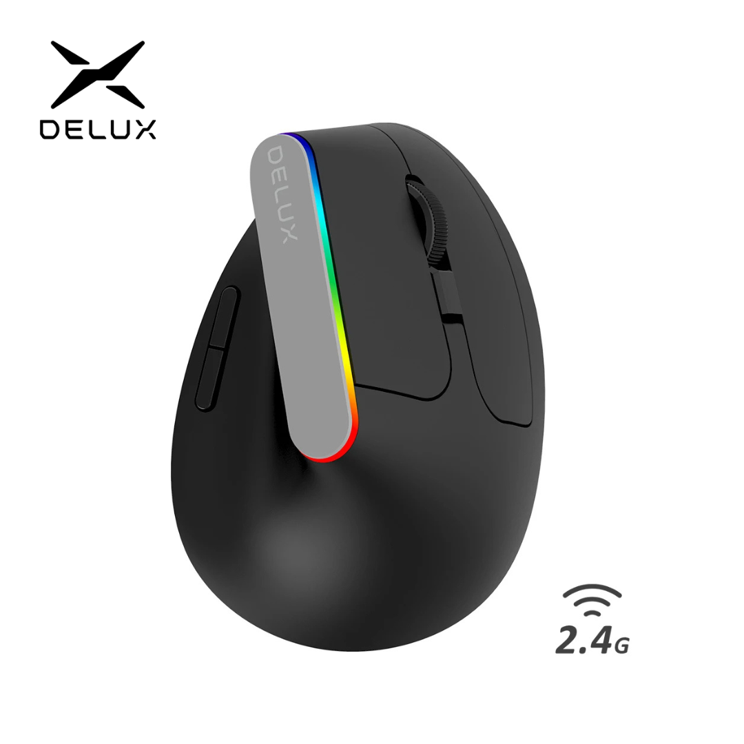 Ergonomic Mouse Vertical - Delux M618C Không Dây Im Lặng