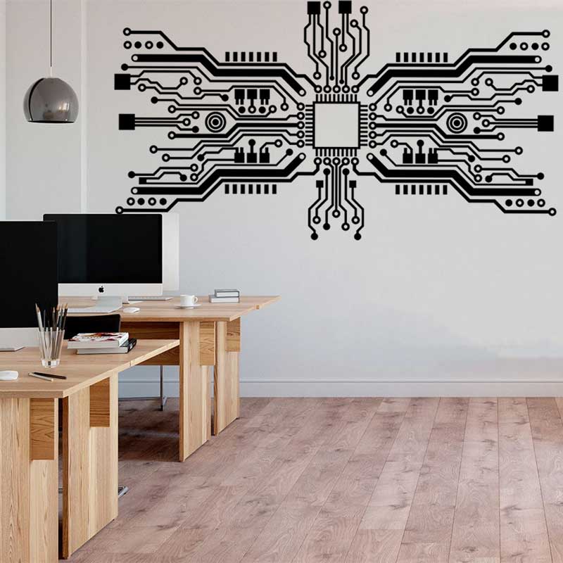 Office Tech Furniture - Circuit Board Chip Wall Sticker Tech