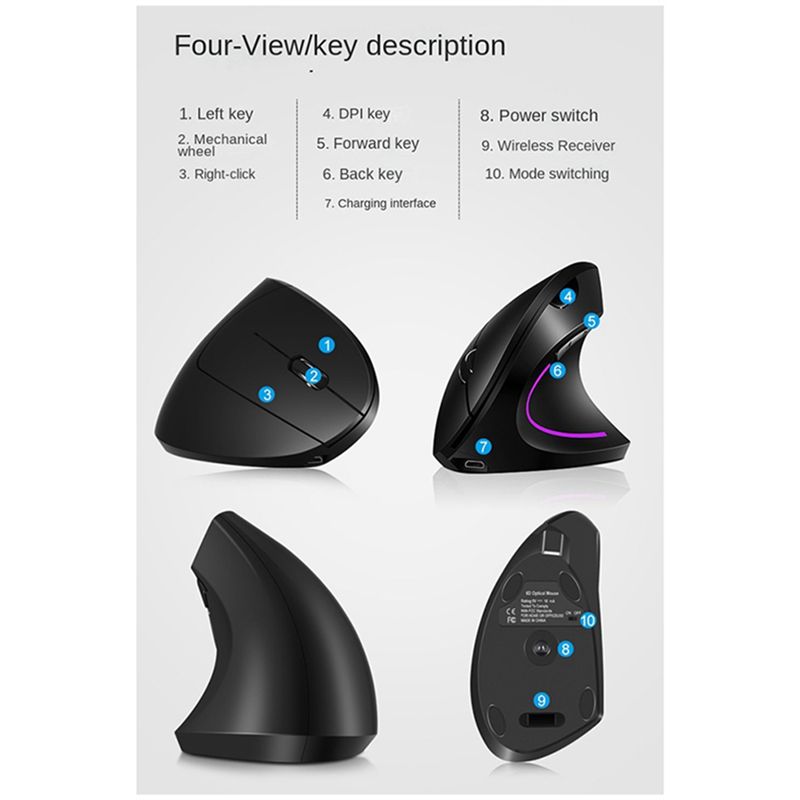 doyou Wireless 2.4G Vertical V - đánh giá và giá Ergonomic Mouse Vertical