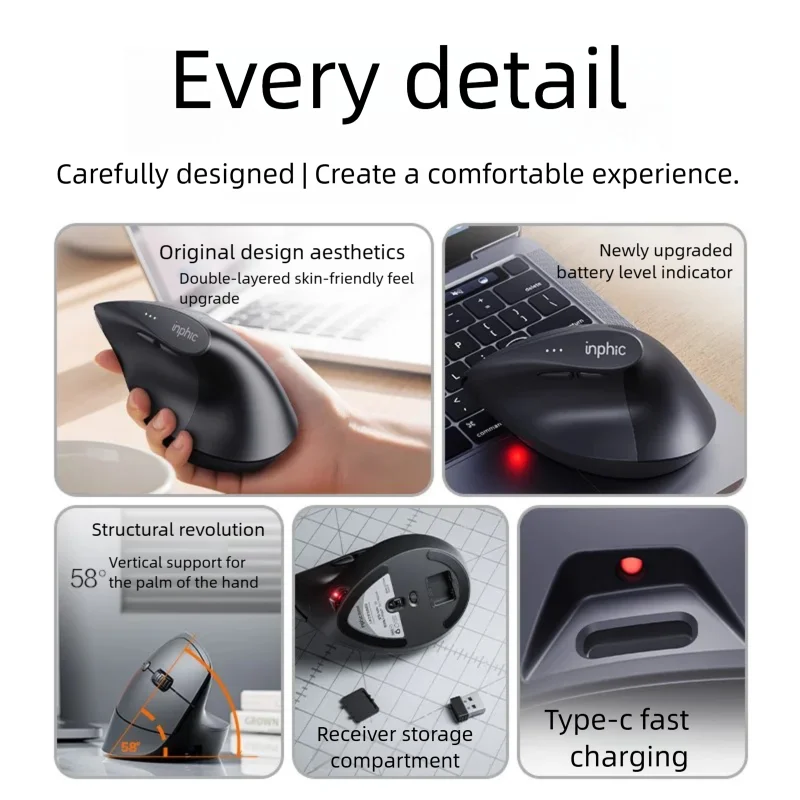 Inphic X9 PRO Vertical Wireles - đánh giá và giá Ergonomic Mouse Vertical