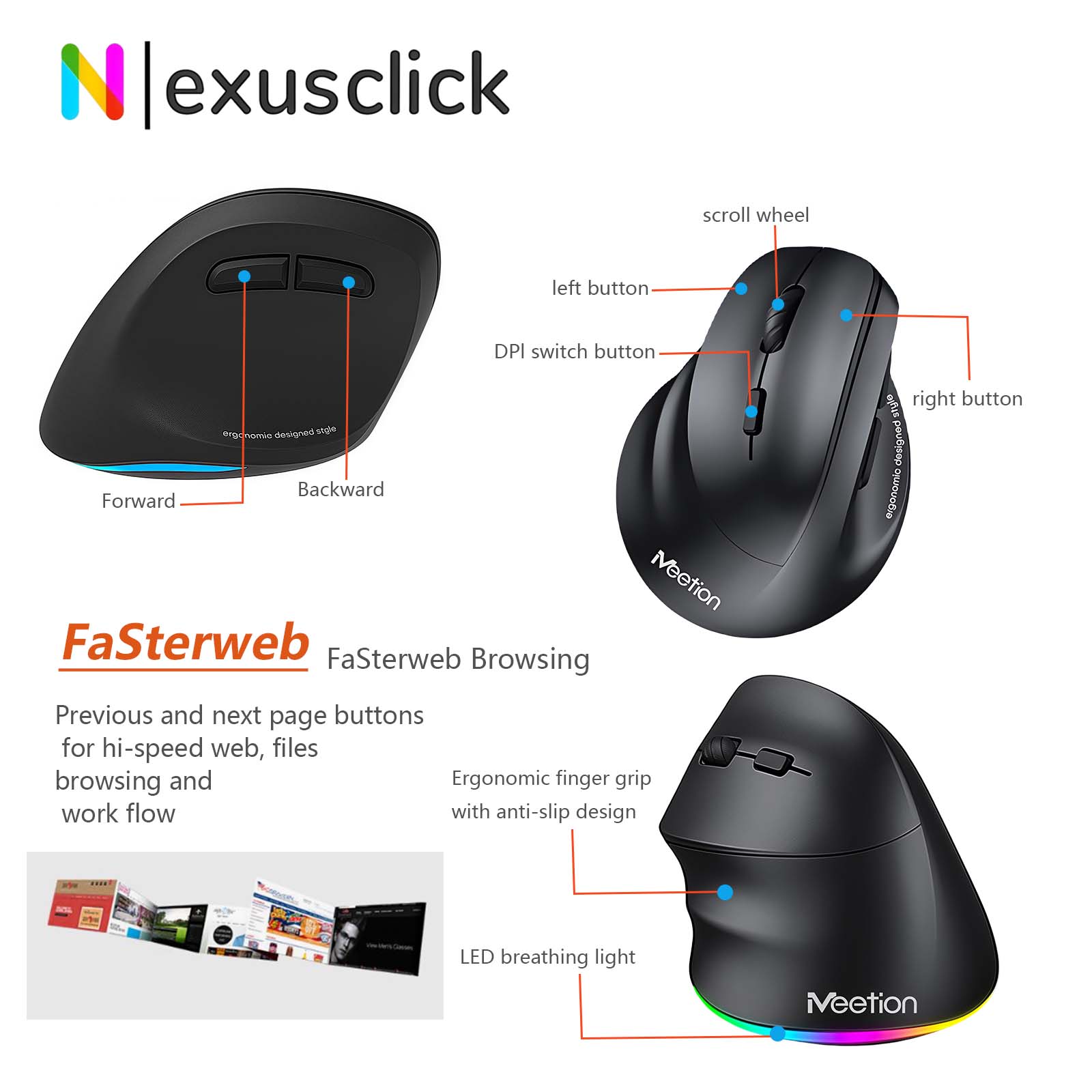 Original Meetion BTM010 Left H - đánh giá và giá Ergonomic Mouse Vertical