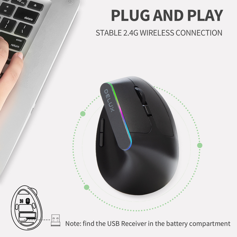 Delux M618C Không Dây Im Lặng  - đánh giá và giá Ergonomic Mouse Vertical